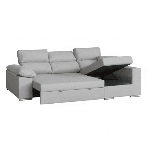Sofá-cama de 3 lugares com chaise longue à direita, modelo Milano para sala de estar, 260x98x98 cm