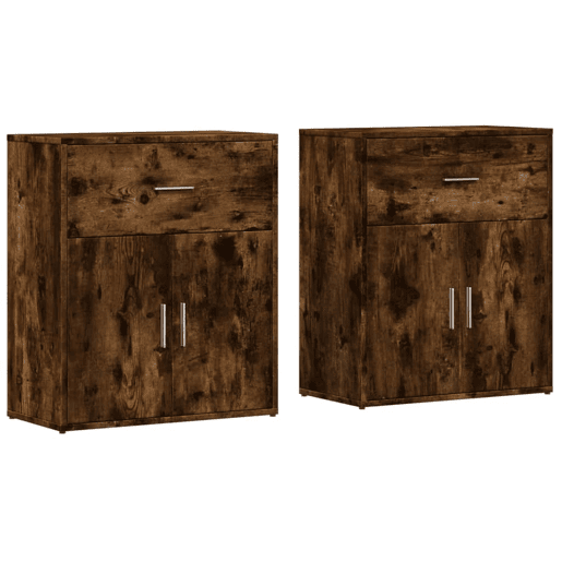 Aparadores - Bufetes - Móveis de apoio 2 pcs 60x31x70 cm derivados madeira carvalho fumado pt3119