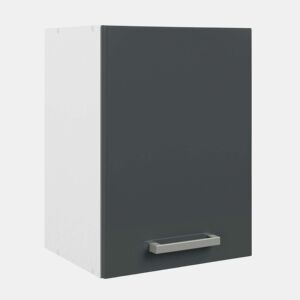 Armário de cozinha suspenso, armário de parede com 1 porta, cinza brilhante e branco, 40x55x33 cm