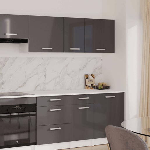 Armário de cozinha suspenso, armário de parede com 1 porta, cinza brilhante e branco, 40x55x33 cm Armário de cozinha suspenso, armário de parede com 1 porta, cinza brilhante e branco, 40x55x33 cm