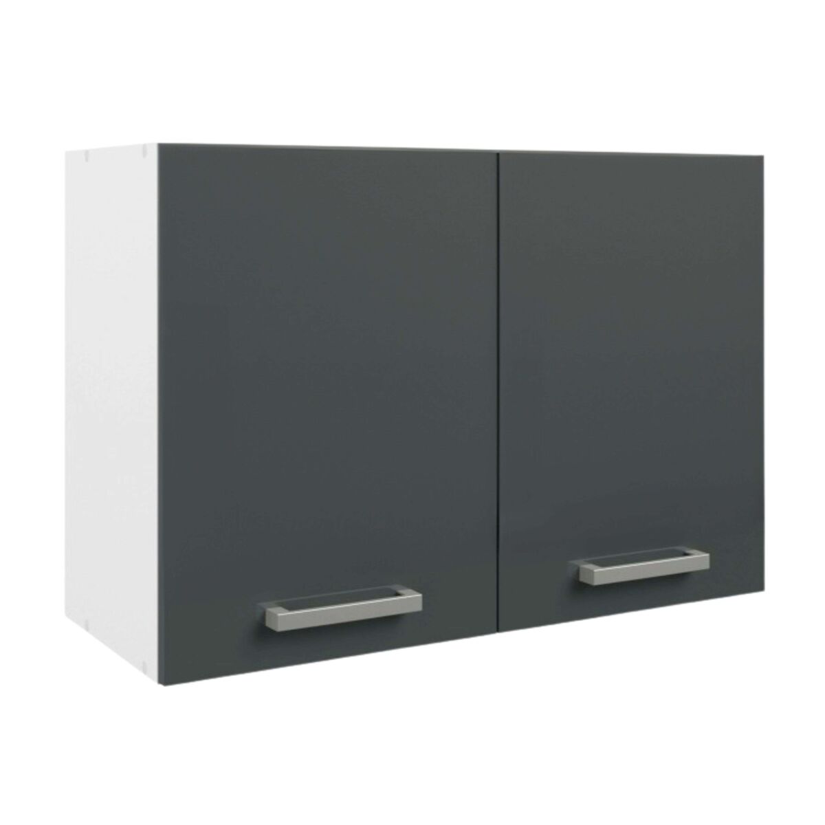 Armario colgante de cocina, escurreplatos de pared con dos puertas blanco y gris brillante 80x55x33 cm