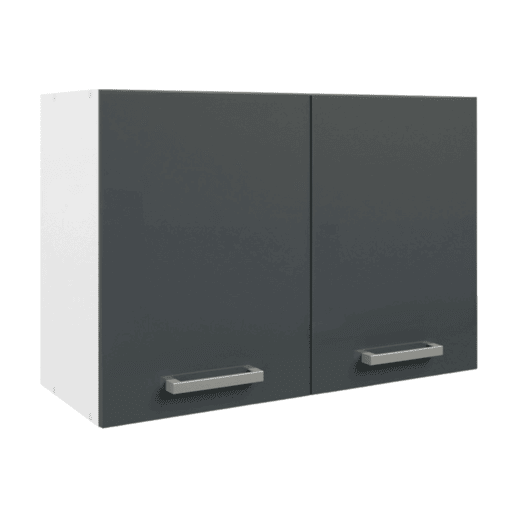 Armário de cozinha suspenso, escorredor de louça de parede com duas portas, branco e cinza brilhante, 80x55x33 cm Armário de cozinha suspenso, escorredor de louça de parede com duas portas, branco e cinza brilhante, 80x55x33 cm