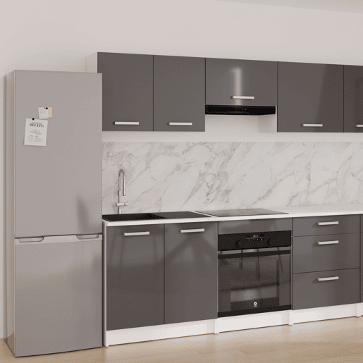 Armário de cozinha suspenso, escorredor de louça de parede com duas portas, branco e cinza brilhante, 80x55x33 cm Armário de cozinha suspenso, escorredor de louça de parede com duas portas, branco e cinza brilhante, 80x55x33 cm