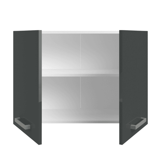 Armário de cozinha suspenso, escorredor de louça de parede com duas portas, branco e cinza brilhante, 80x55x33 cm Armário de cozinha suspenso, escorredor de louça de parede com duas portas, branco e cinza brilhante, 80x55x33 cm