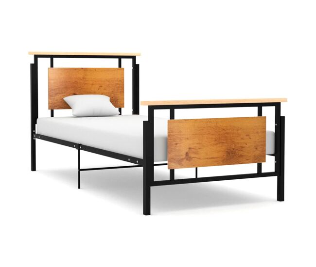 Estructura de cama metálica prato negro/natural 90x200 cm