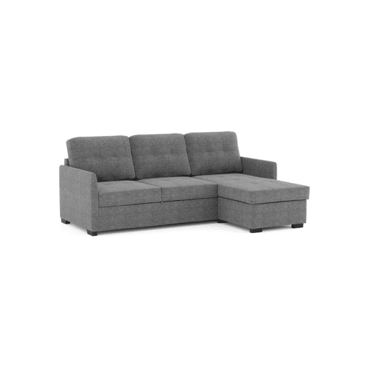 Sofá-Cama 3 Lugares BUDWING Enzo Cinza com Chaise Reversível Lado EsquerdoDireito (218x152x88 cm)