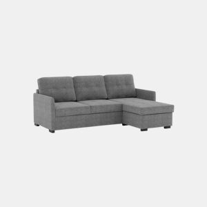 Sofá-Cama 3 Lugares BUDWING Enzo Cinza com Chaise Reversível Lado EsquerdoDireito (218x152x88 cm)