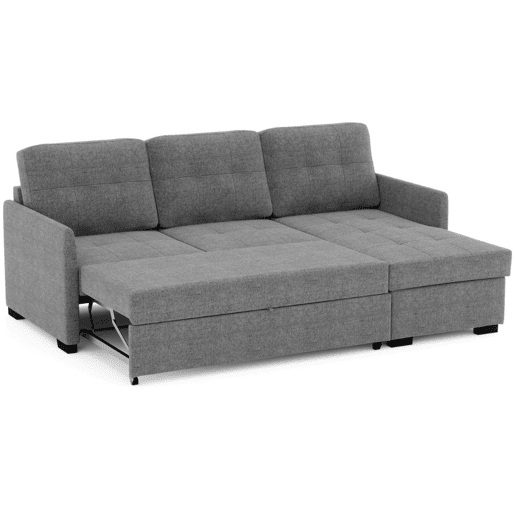 Sofá-Cama 3 Lugares BUDWING Enzo Cinza com Chaise Reversível Lado EsquerdoDireito (218x152x88 cm)