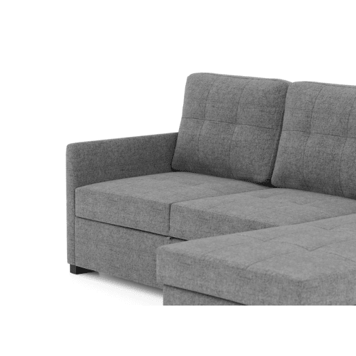 Sofá-Cama 3 Lugares BUDWING Enzo Cinza com Chaise Reversível Lado EsquerdoDireito (218x152x88 cm)