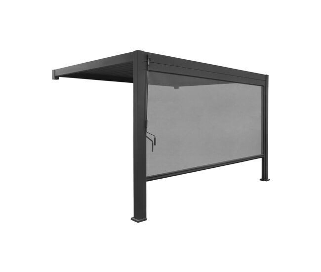 Pérgola bioclimática de aluminio adosada 3x4m + 1 toldo 4m , triomphe 3x4m adosada + accesorio, antracita, 391x301x250 cm