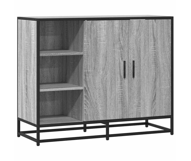 Aparador - mueble de almacenamiento de madera de ingeniería gris sonoma 92x35x76 cm es3483