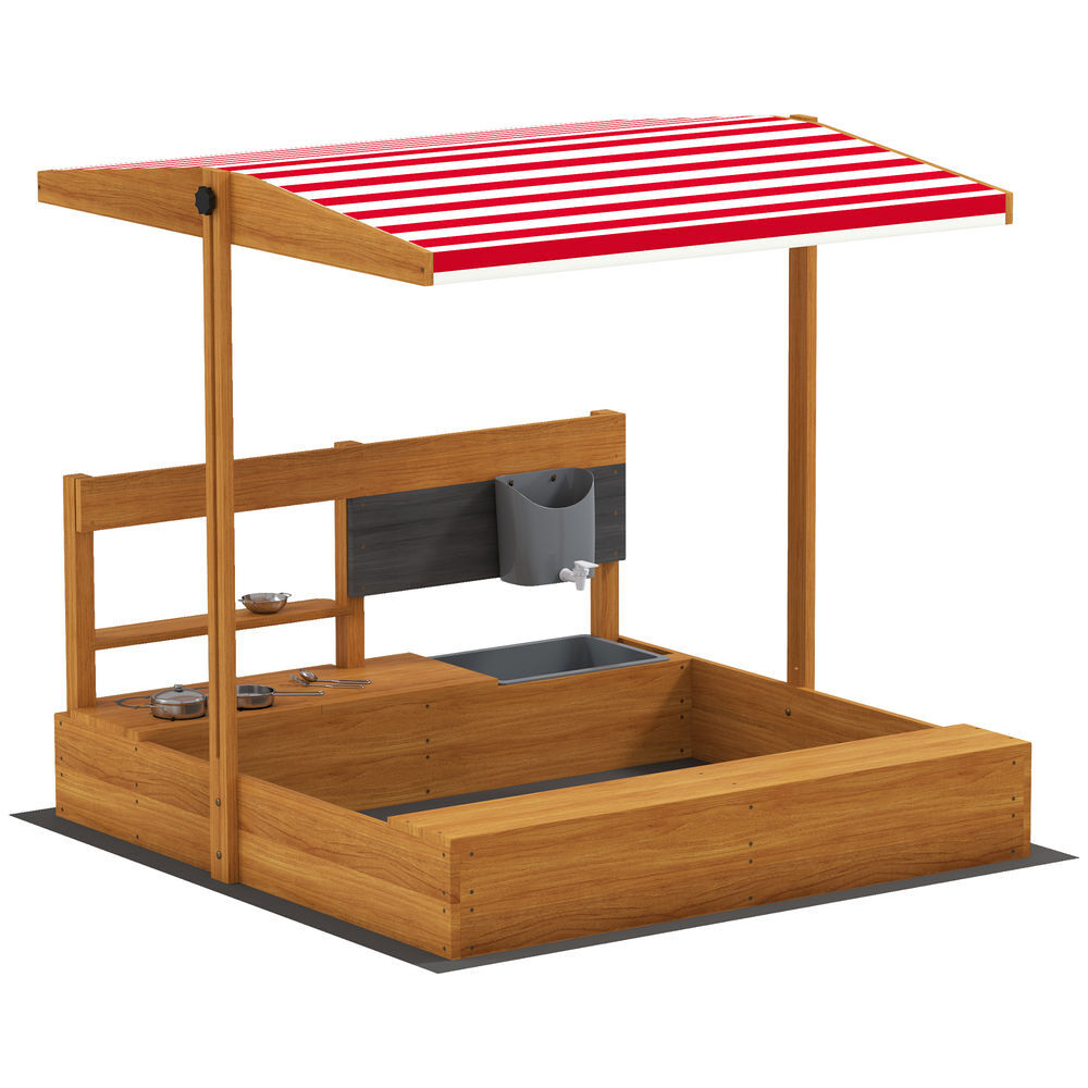 Arenero para Niños Madera de Abeto, Tela no Tejida Outsunny