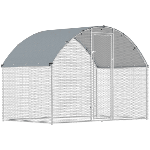 PawHut Galinheiro para Exterior 2,8x1,7x1,9 m 4,7 m² Galinheiro de Aço Galvanizado com Cobertura em Tecido Oxford Anti-UV e Impermeável Porta e Fechos Gaiola para 5-8 Galinhas Prata