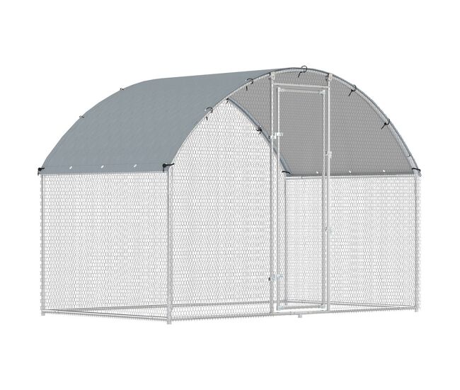 Pawhut gallinero para exterior, 2,8x1,7x1,9 m, 4,7 m², gallinero de acero galvanizado con cubierta de tela oxford, anti-uv e impermeable, puerta y