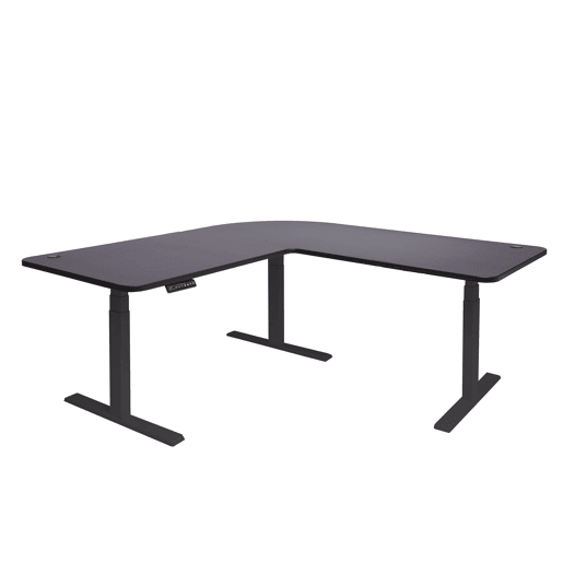 Mesa de canto para computador com altura ajustável eletricamente 178x178cm MDF preto 04_0002504