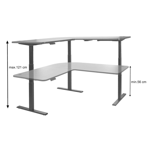 Mesa de canto para computador com altura ajustável eletricamente 178x178cm MDF preto 04_0002504