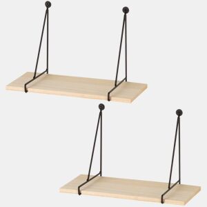 Max Home Conjunto de 2 prateleiras suspensas de parede em madeira 30x14,5x20 cm