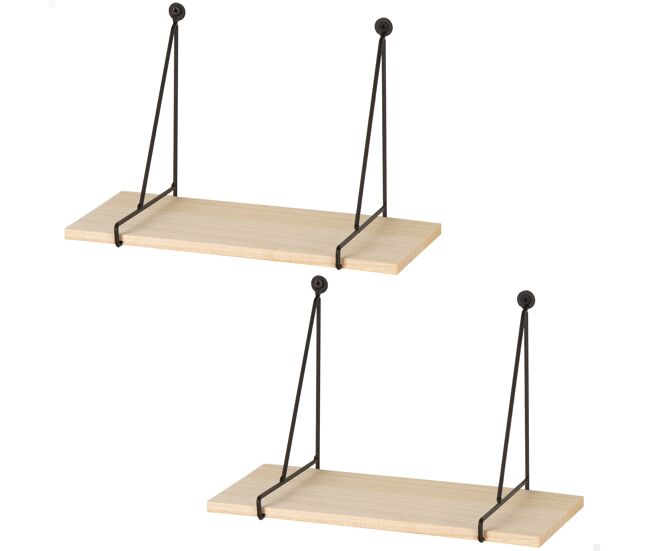 Max home set 2 estanterías pared colgante madera 30x14,5x20 cm