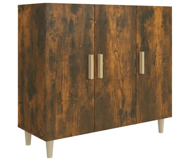 Aparador - mueble de almacenamiento de madera de ingeniería roble ahumado 90x34x80 cm es3645