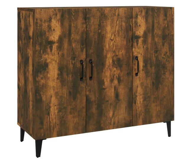 Aparador - mueble de almacenamiento de madera de ingeniería roble ahumado 90x34x80 cm es3646