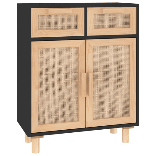 Aparador - Bufete - Móvei de apoio 60x30x75 cm pinho maciçovime natural preto pt4815