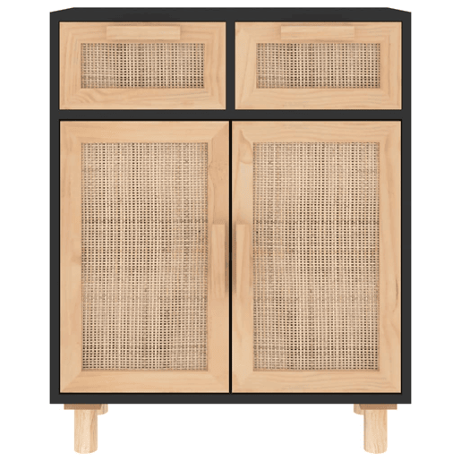 Aparador - Bufete - Móvei de apoio 60x30x75 cm pinho maciçovime natural preto pt4815