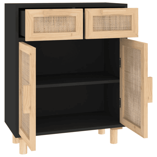 Aparador - Bufete - Móvei de apoio 60x30x75 cm pinho maciçovime natural preto pt4815