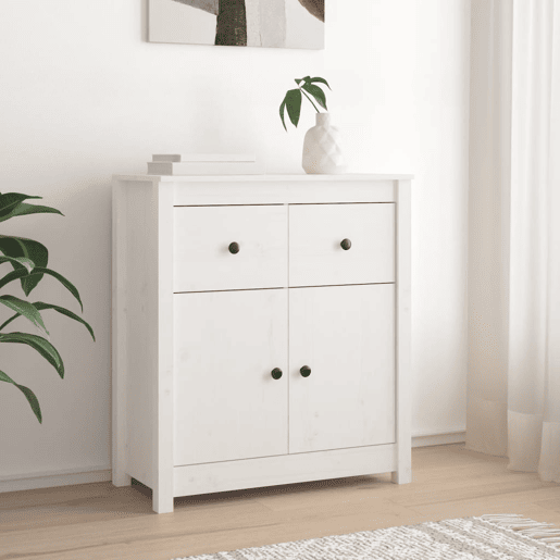 Aparador - Bufete - Móvei de apoio 70x35x80 cm madeira de pinho maciça branco pt3953