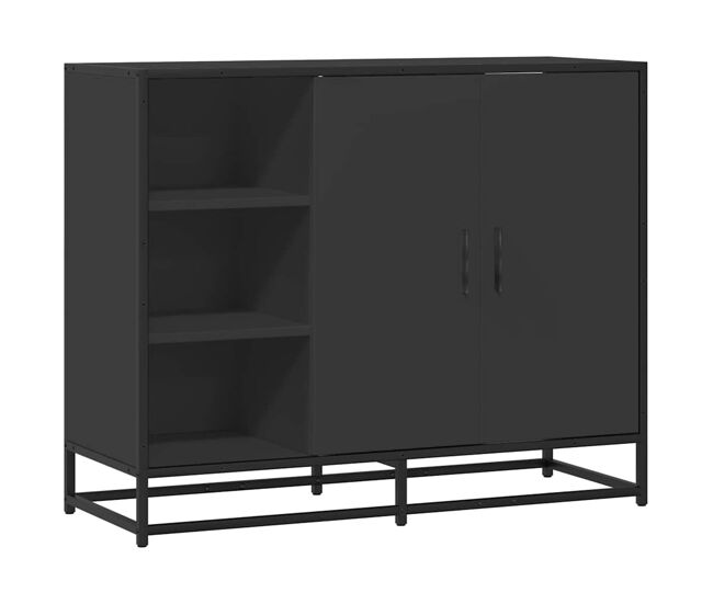 Aparador - mueble de almacenamiento de madera de ingeniería negro 92x35x76 cm es3563