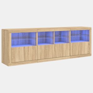Aparador - Bufete - Móvei de apoio com luzes LED 202x37x67 cm carvalho sonoma pt2074