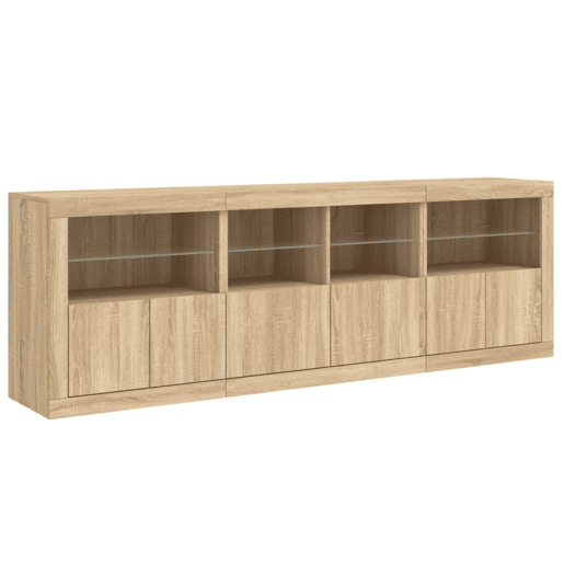 Aparador - Bufete - Móvei de apoio com luzes LED 202x37x67 cm carvalho sonoma pt2074