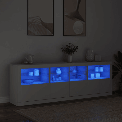 Aparador - Bufete - Móvei de apoio com luzes LED 202x37x67 cm branco pt1925