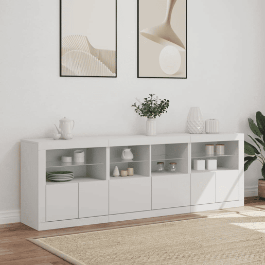 Aparador - Bufete - Móvei de apoio com luzes LED 202x37x67 cm branco pt1925