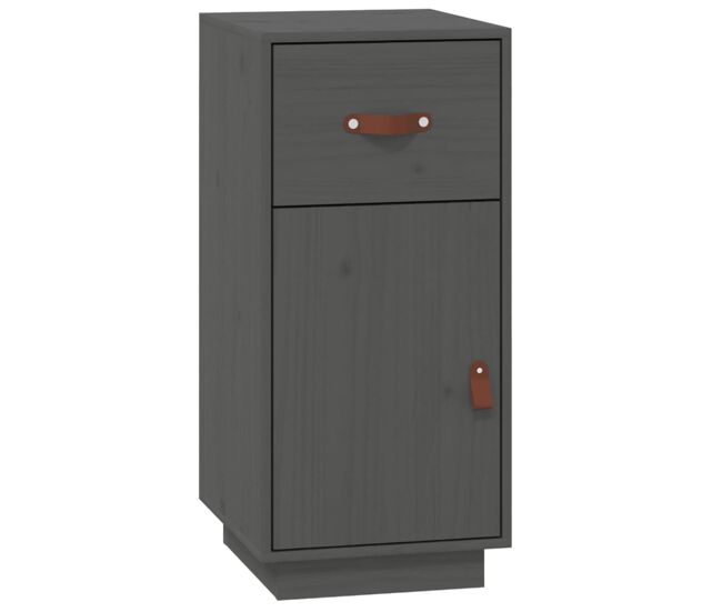 Aparador - mueble de almacenamiento de madera maciza de pino gris 34x40x75 cm es3967