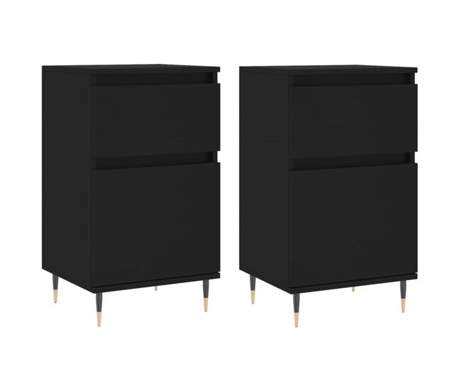 Aparador - muebles de almacenamiento 2 uds madera de ingeniería negro 40x35x70 cm es5210