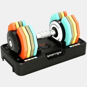 SPORTNOW Haltere Ajustável Octogonal 5 em 1 Pesos Ajustáveis de 5 a 25 kg com Base de Armazenamento e Pega Antideslizante Equipamento de Treino para Ginásio em Casa