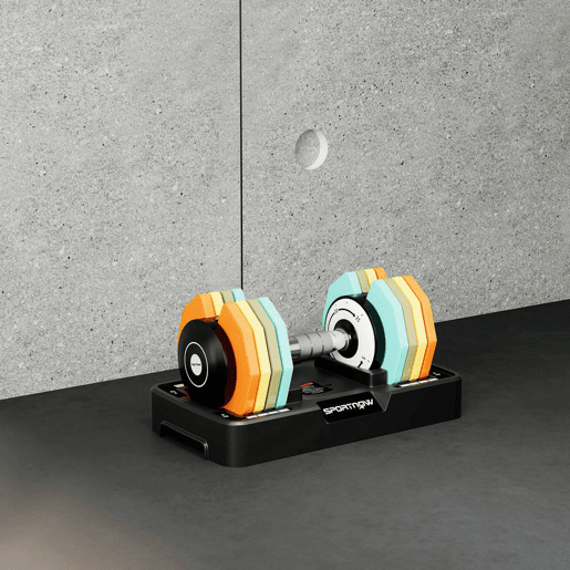 SPORTNOW Haltere Ajustável Octogonal 5 em 1 Pesos Ajustáveis de 5 a 25 kg com Base de Armazenamento e Pega Antideslizante Equipamento de Treino para Ginásio em Casa