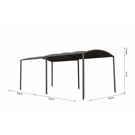 Carport metálico extensível Mathis - 303566 x 295 x 240 cm - Antracite