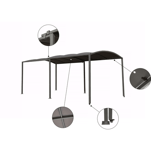Carport metálico extensível Mathis - 303566 x 295 x 240 cm - Antracite