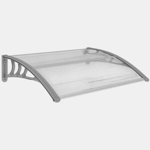 Outsunny Marquise para Portas e Janelas 100x75 cm Toldo de Proteção contra Sol e Chuva com Cobertura de Policarbonato e Barra de Alumínio Transparente