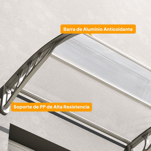 Outsunny Marquise para Portas e Janelas 100x75 cm Toldo de Proteção contra Sol e Chuva com Cobertura de Policarbonato e Barra de Alumínio Transparente
