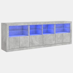 Aparador - Bufete - Móvei de apoio com luzes LED 202x37x67 cm cinzento cimento pt1955