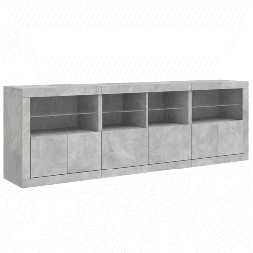 Aparador - Bufete - Móvei de apoio com luzes LED 202x37x67 cm cinzento cimento pt1955
