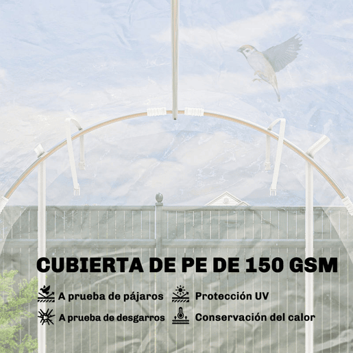 Outsunny Estufa tipo Túnel 195x295x195 cm Estufa de Exterior com 2 Portas Enroláveis Estrutura de Aço Galvanizado e Cobertura em PE 150gm² Anti-UV Impermeável para Cultivos Transparente