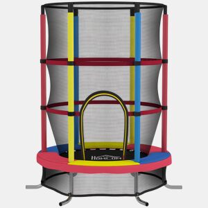 HOMCOM Trampolim Infantil Ø160 cm Trampolim para Crianças de 3-6 Anos com Rede de Segurança Pernas em Forma de L Suporta até 45 kg para Interior e Exterior Multicolor
