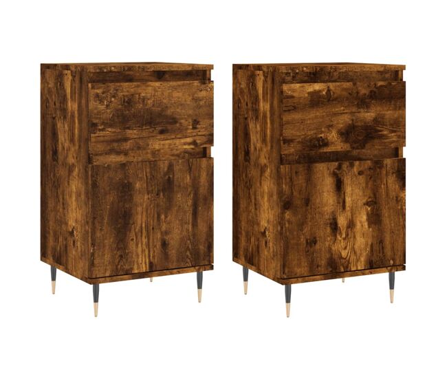 Aparador - muebles de almacenamiento 2 uds madera de ingeniería roble ahumado 40x35x70 cm es5216