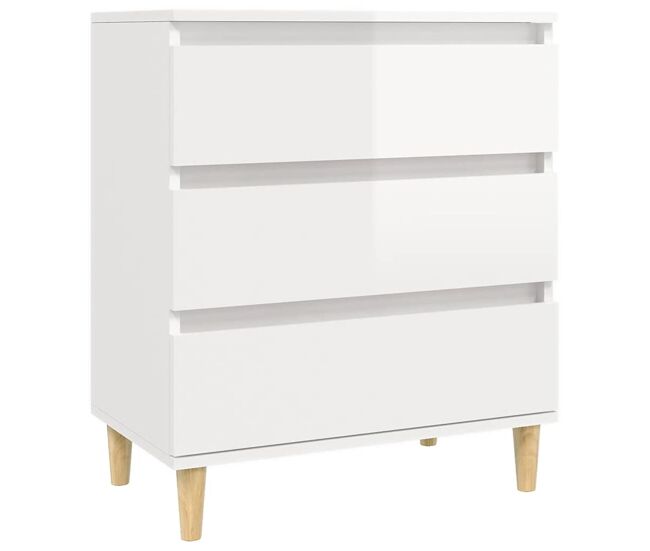 Aparador - mueble de almacenamiento de madera contrachapada blanco brillante 60x35x70 cm es2569
