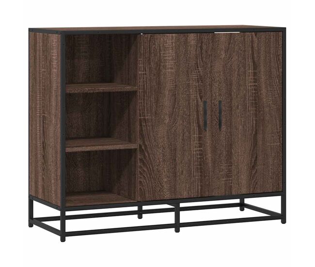 Aparador - mueble de almacenamiento de madera de ingeniería marrón roble 92x35x76 cm es3510