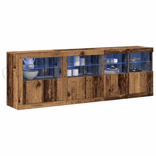 Aparador - Bufete - Móvei de apoio LED Madeira antiga 202 x 37 x 67 cm Madeira processada pt4157