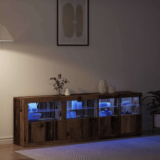 Aparador - Bufete - Móvei de apoio LED Madeira antiga 202 x 37 x 67 cm Madeira processada pt4157